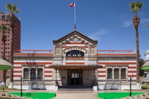 Chili, stad Arica, Casa de la Cultura (Aduana), tentoonstellingscentrum ontworpen door Gustave Eiffel