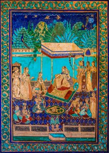 Chittra Shala binnenplaats met virtuoze fijne schilderijen, Taragarh Fort, Bundi, Bundi, Rajasthan, India, Azië door Unbekannter Künstler
