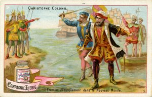 Christoffel Columbus arriveert in de Nieuwe Wereld door Unbekannter Künstler