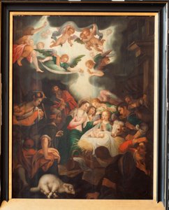 Basiliek Notre-Dame de Tongre. Interieur. Drieluik. De Geboorte. door Unbekannter Künstler