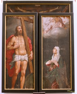 Kerk (Eglise Saint-Martin). Interieur. Drieluik. De kruisiging. door Unbekannter Künstler