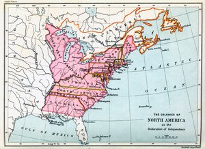 Kolonies van Noord-Amerika in 1776 (prent)