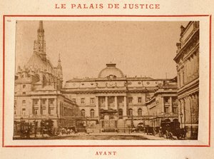 Commune van Parijs (1871): uitzicht op het Palais de Justice in Parijs voor de brand in mei 1871 door Unbekannt