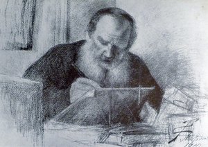 Graaf Leo Tolstoy (9 september 1828 - 20 november 1910) door Unbekannter Künstler