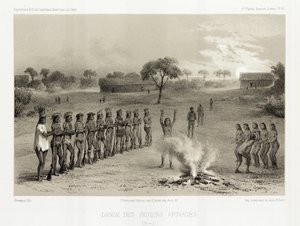 Dans van de Apinage-indianen, Brazilië, c 1843-1847 door Unbekannt