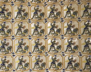 Detail van een betegelde muur door Unbekannt