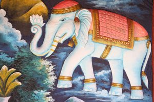 Toegewijde olifant, Siem Reap, Cambodja door Unbekannt