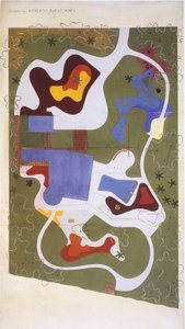 Tekening van een tuin gemaakt door Roberto Burle Marx door Unbekannt