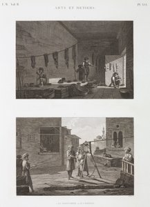 Verf- en Pigmentindustrie Verfwerken en touwmaken, Egypte, ca. 1798 door Unbekannt