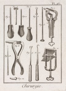 Vroege moderne chirurgische klemmen en andere instrumenten