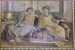 Eros en Psyche, mozaïek uit Zeugma, Zeugma Mozaïekmuseum, Gaziantep, Zuidoost-Anatolië, Anatolië, Turkije, Azië door Unbekannter Künstler