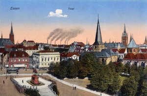 Essen, Duitsland - Uitzicht op het stadscentrum, begin 20e eeuw (ansichtkaart)