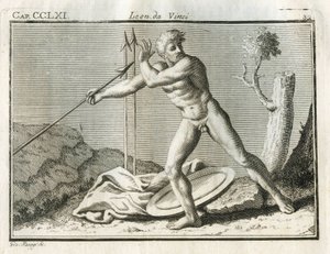 Etudes sulla figura umana impegnata a lanciare un oggetto lontano da se con grande impeto. 