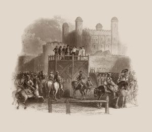 Executie van John Dudley in 1553 (gravure) door Unbekannter Künstler