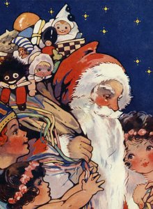 Kerstman met zak speelgoed voor kinderen