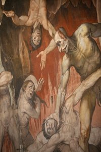 Firenze duomo. Fresco dat de hel afbeeldt Florence Italië door Unbekannt