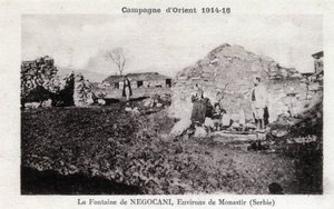 Eerste Wereldoorlog (1914-1918) - Oostelijke Campagne: Negocani-fontein in Servië (huidig Macedonië) - Ansichtkaart door William M. Timlin