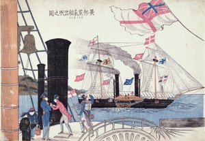 Buitenlandse stoomschepen, Nagasaki, Japans