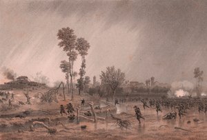 Vierde Piëmontese Divisie van Generaal Cialdini tijdens aanval van de Slag bij Palestro, Lombardije door William M. Timlin