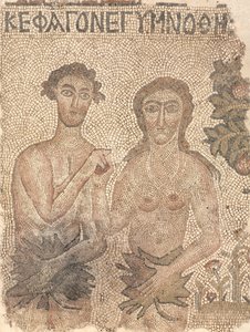 Fragment van een Vloermozaïek: Adam en Eva, laat 400s-vroeg 500s