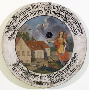 Frankisch Museum Feuchtwangen Midden-Franken Beieren Duitsland schietschijf collectie huwelijksdoel uit 1756 met godin Fortuna