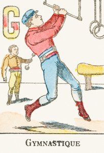 G : Gymnastiek - Gravure uit "Alfabet van de spellen", circa 1890