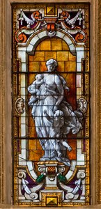 Genua, Duomo (Sint-Laurenskathedraal), binnen, de Lercari-kapel of de kapel van het Heilig Sacrament (noordelijke apsis): "glas-in-loodraam" door Unbekannter Künstler