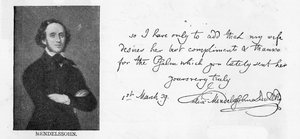 Handschrift en handtekening van Mendelssohn door Unbekannt