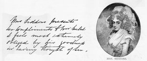 Handschrift en handtekening van mevrouw Siddons