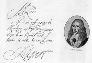 Handschrift en handtekening van Prins Rupert van de Rijn