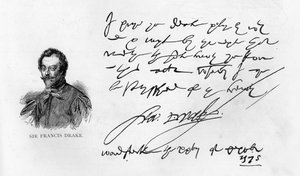 Handschrift en handtekening van Sir Francis Drake