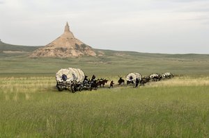 Geschiedenis van de verovering van het Westen: Amerikaanse pioniers. Reizen van verschillende families die de vlaktes van de Verenigde Staten doorkruisen in diligence door Unbekannter Künstler