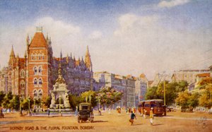 Hornby Road en de Bloemenfontein, Mumbai (Bombay) door Unbekannter Künstler