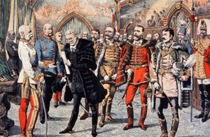 Hongaarse hoogwaardigheidsbekleders ontvangen door Franz Joseph I in Hongarije door Unbekannter Künstler