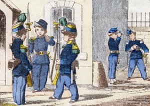 Jagers te voet (uit Alphabet militaire enfantin) door Unbekannt