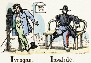 I - Dronkaard Invalide - Alfabet - kinderentertainment - Image epinal, populaire serie c.1890