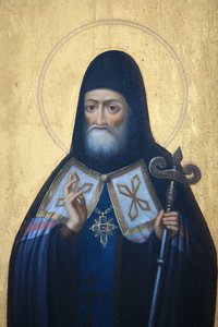 Icoon in het Aghios Andreas-klooster op de berg Athos, Griekenland