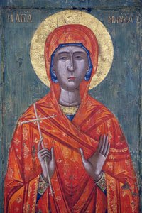 Icoon in Pedoulas Byzantijns museum: Heilige Marina (18e eeuw)