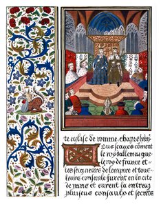 Verlichte pagina van Wenceslaus en Karel VI