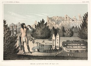 Indiaans altaar en ruïnes van Oud Zuni