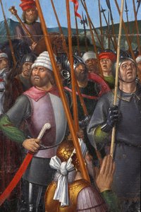 Detail van het altaarstuk van de kruisiging - Ecole de Jean Fouquet - 1485