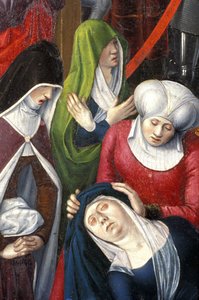Detail van het altaarstuk van de kruisiging - Ecole de Jean Fouquet - 1485 door Unbekannt