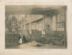 Interieur van Walsall Kerk - getinte lithografie, [okt 1847]
