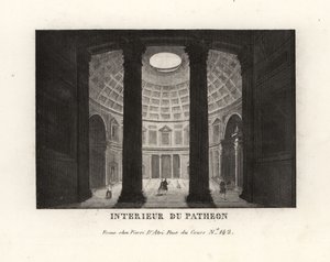 Interieur van het Pantheon met de cassettekoepel en oculus, Rome door Unbekannt