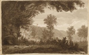 Italiaans landschap met grot ingang
