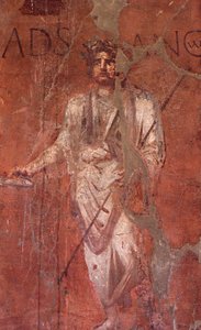 Italië: Archeologische site van Pompeii aan de voet van de Vesuvius: Muurfresco door William M. Timlin