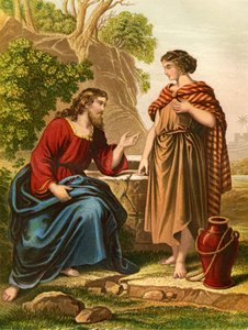 Jezus spreekt met de Samaritaanse vrouw - Bijbel door Unbekannter Künstler