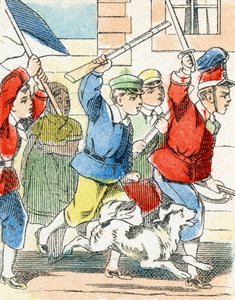 Spel: Aanval - Alfabet - Kindervermaak - Beeld van Epinal, populaire serie ca. 1890 (illustratie) door Unbekannt