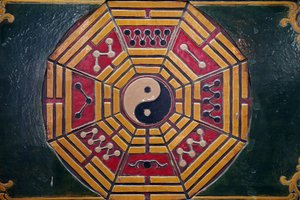 Khanh Van Nam Vien Taoïstische pagode. Yin Yang symbool. Ho Chi Minhstad. Vietnam