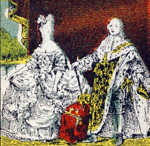 Koning Lodewijk XVI van Frankrijk en koningin Marie Antoinette. Gravure in "Histoire de France". Serie reclamebeelden uitgegeven namens Louit, circa 1920. door Unbekannt